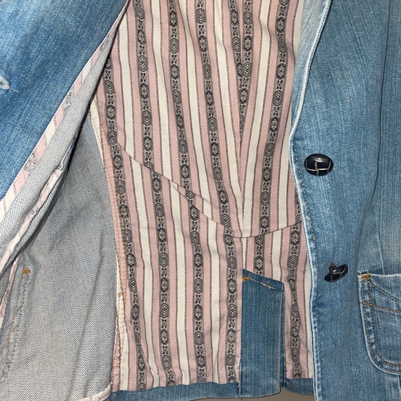 Womens Gap Button Jean Jacket Blue Short Collared Pockets Solid Long Sleeve Sz 4 - Picture 5 of 6